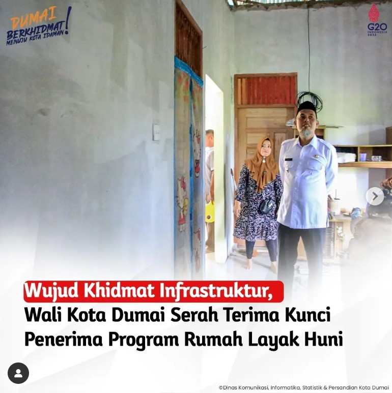 SERAH TERIMA PROGRAM BANTUAN STIMULAN RUMAH SWADAYA DAK REGULER DAN DANA SHARING APBD KOTA DUMAI